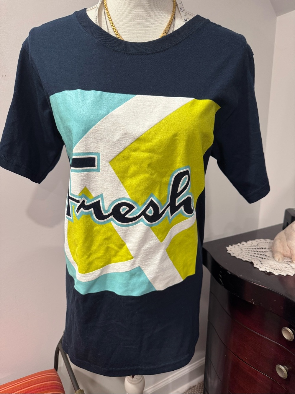 Fresh  Navy Tee with Lime Accent